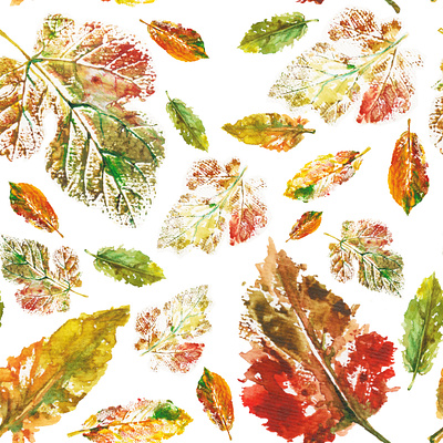 Autumn leaves, watercolor illustration, pattern, Fall, set, colo autumn design fall hand painted illustration paint painting pattern print watrcolor