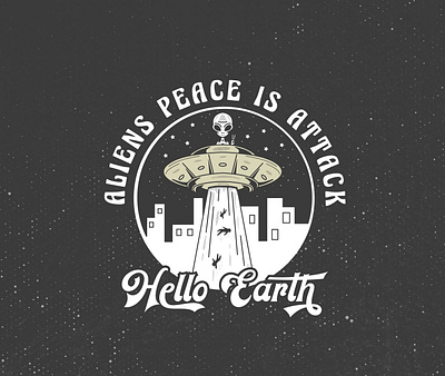 Aliens Attack | VINTAGE DESIGN T-SHIRT alien apparel art badge branding cloth clothing design design t shit illustration lettering logo retor skull t shirt design typography ufo vector vintage