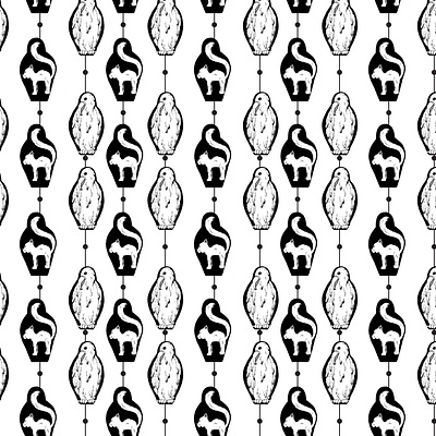 Black Cats & Ravens animals birds black and white black cat black cats cats creepy crows drawing halloween horror illustration ink nesting dolls pattern raven ravens repeat pattern russian dolls spooky