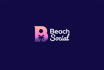 Beach Social b logo beach beach logo branding design dw flat graphic design icon logo minimal palm tree logo