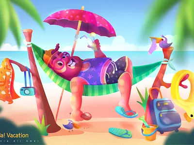 Hola ! Vacation animation cartoon character design design illustraion illustration vector