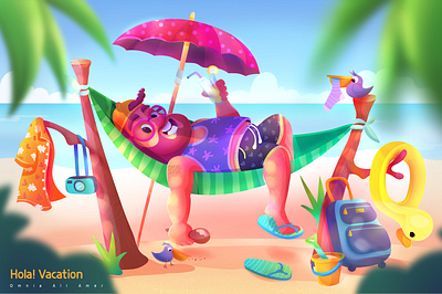 Hola ! Vacation animation cartoon character design design illustraion illustration vector