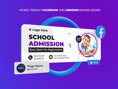 school admission facebook cover design 2022 admission admission ads advertising banner banner design banners cover cover design creative education facebook banner facebook cover design google ads linkedin banner modern school template twitter header youtube banner