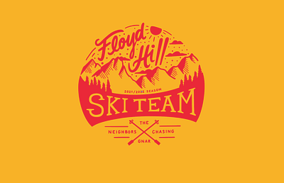 Floyd Hill Ski Team - Neighbors Chasing the Gnar Shirt colorado colorado design colorado illustration design floyd hill graphic design hand lettering illustration illustration art illustration design illustrator lettering lettering art ski team ski team art t shirt design