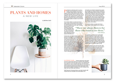 Plants and Homes design graphic design indesign page layout