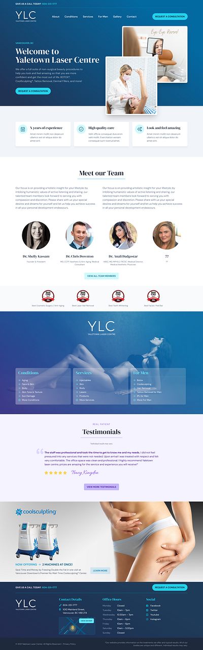 Yaletown Lazer Clinic - Hero Section design ui visual design web