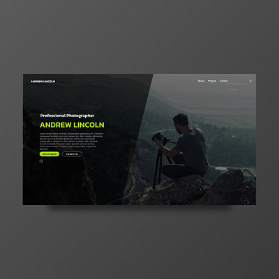 Photographer Portfolio Landing Page branding design graphic design illustration ui ux web