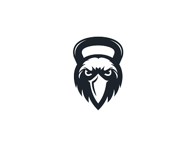 Raven Fitness animals birds black crossfit crow fitness graphic design gym heads iconic. kettlebell logo raven simple sports