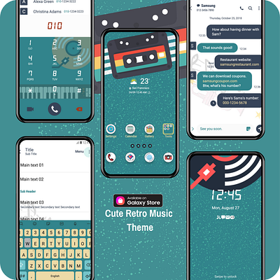 Cute Retro Music Theme <Samsung Theme> app branding design graphic design illustration ui ux