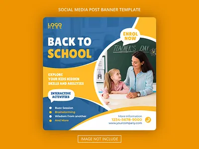 School education admission social media square web banner facilities