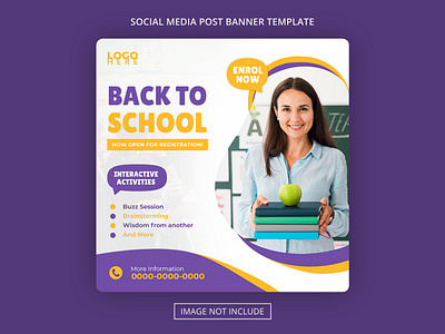 School academy education admission social media post banner academy admission ads back to schoo banner branding design education kids media promotion school social