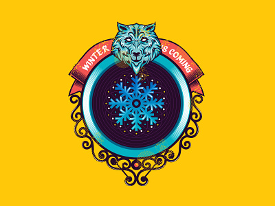 WINTER SEASON BADGE (DRIBBBLE WEEK DESIGN CHALLENGE) bagde design inspiration dribbbleweekchallenge illustration logo season snow vector winter wolf