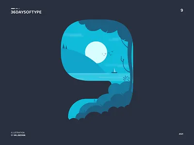 9 36daysoftype creative design flat graphic design illustration minimal nature number type design typography vector vectorart visual design