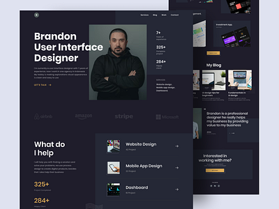 Brandon - Personal Website clean dark mode design landing page minimal personal personal website portfolio portfolio website ui uiux website