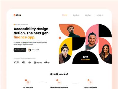 Click Payment App- Landing Page Design landing page design payment payment app payment app landing page payment landing page ui uiux website design