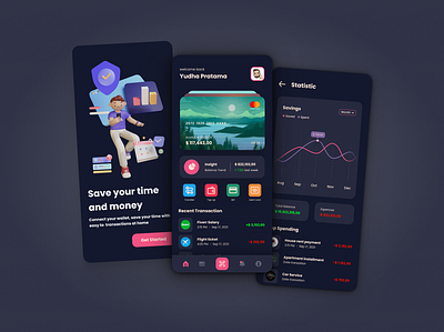 Wallet M-banking design Mobile 3d branding ui