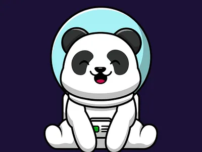 Cute Panda Astronaut Sitting animal astrology astronaut astronomy bear cartoon cosmonaut cosmos design galaxy graphic design illustration logo panda space vector