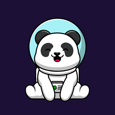 Cute Panda Astronaut Sitting animal astrology astronaut astronomy bear cartoon cosmonaut cosmos design galaxy graphic design illustration logo panda space vector