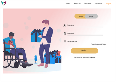 Signin form for charity website charity design login ui web