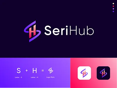 S + H - Letter Logo design 3d abstract animation branding design graphic design h letter mark logo h loho icon illustration lettermark logo modern logo monogram motion graphics s logo serihub logo design sh logo ui vector