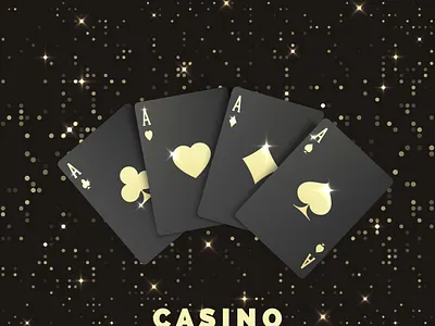 Four black poker cards aces - quads ace add advertising banner bet black card casino fore of a kind fortune game gold graphic design light luck playing card poker poster quads win