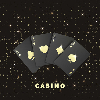 Four black poker cards aces - quads ace add advertising banner bet black card casino fore of a kind fortune game gold graphic design light luck playing card poker poster quads win