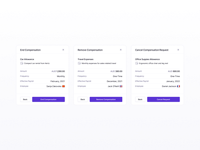 Compensation Modal Component app b2b clean component dashboard design system desktop finance fintech flat minimal modal modals popup saas settings simple ui ux web app