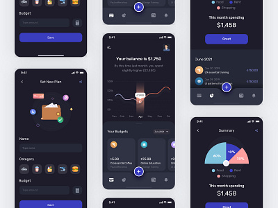 Personal Finance - App UI app design figma graphic design interaction design mobile product design ui ux vector visual ui