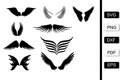 Angel Wings Vector SVG for Cricut (svg, Dxf, Eps, Png) angel angel wing angel wing svg angel wings svg cricut cricut cut file eagle wings falcon flight fly hawk illustration png simple svg vector wing wing icon wing svg wings