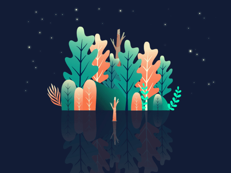 Starry Night 2d animated gif animation flat gif illustration landscape loop motion motion graphics vector view