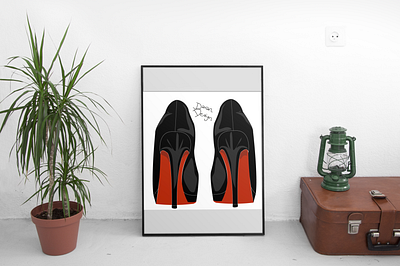 Louboutin shoes design illustration vector