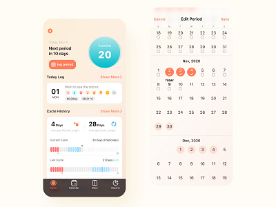 Period Tracker: Monthly Cycles app branding design icon ui ux vector 图标 女性 工具 生理期 症状 记录