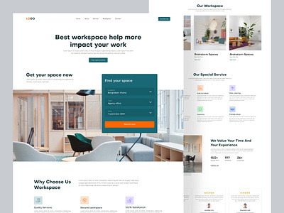 Work Space Website branding clean clean ui clean website design design home interior minimal office space popular design screen space ui uidesigner ux visual design web website workspace