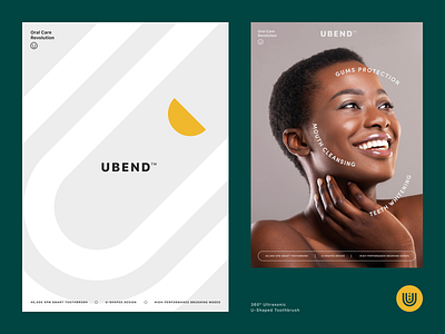 UBEND U-Shaped Toothbrush Branding agency beauty brand guidelines brand identity branding dribbble dribble gadget halo halo lab health identity logo logotype marketing packaging smart smm studio u shape