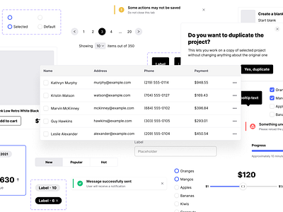 Handy components calendar card checkbox component figma pagination plugin progress slider table toast ui kit