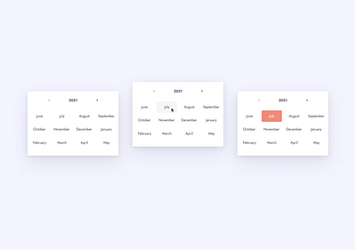 🗓 Calendar UI component - Month selection calendar calendar design calendar picker clean ui component date picker date selectino datepicker design component design system month picker schedule task to do ui ux ux design uxui