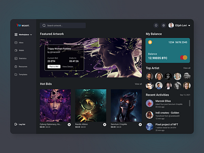 NFT Marketplace Dashboard UI crypto dashboard crypto ui design dashboard dashboard design dashboard ui dashboard ux marketplace nft nft dashboard nft market nft marketplace ui design uiux user experience design user interface design ux design