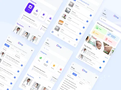 Qimp - Healthcare Mobile App app clean design doctor health healthcare hospital medical medicine mobile pharmaceutical ui