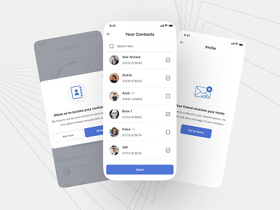 Invitation interface app design contact page contact ui design invitation invite page minimalist mobile app ui uidesign uiux ux