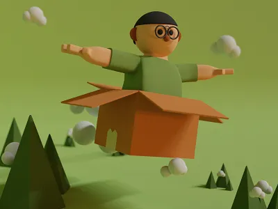 Fly With Carton 3d 3d design blender illustration istrometric modeling