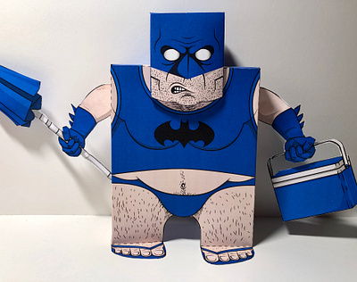 Batman in Benidorm batman beach comic design illustrator packaging papertoy satirical vector