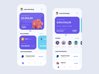 Banking App - Mobile Design Concept 2021 2021 design 2021 trend alphadesign app banking banking clean design design trends designs illustration julius branding logo modern money online bank shiny trending trendy ui