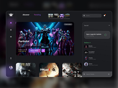 Gaming Dashboard dark dark design dashboard dashboard design design design inspiration dribble shot game game app game dashboard game exploration gaming dashboard gaming shop landing page online store store ui ux web web design