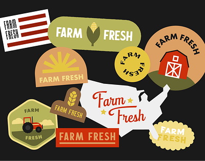 Farm Fresh! badge icons illustration logo typography