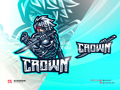 Crown - Assassin Mascot Logo Design animation assassin cartoon character crown design esport graphic design illustration katana killers logo mascot motion graphics samurai shogun swords ui vector warrior