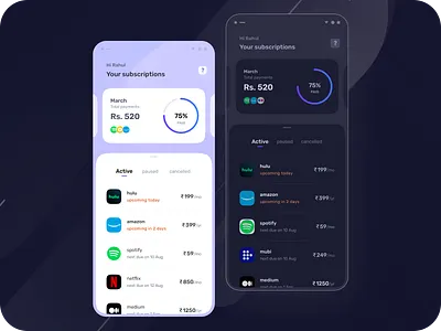 Subscriptions : Landing page UI app fintech landingpage payments spends subscription subscriptions tracking ui