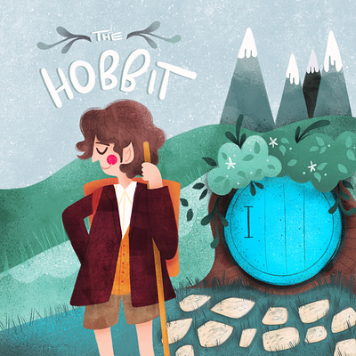 The Hobbit book cover childrens book design digital illustration graphic design illustration typography