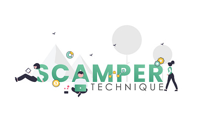 SCAMPER Technique Illustration 3d ai animation art branding design drawing graphic design illustration illustration trend informative logo motion graphics ppt scamper tech technical illustrations technology ui vector