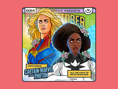 Weirdtober 024/031: The Marvels – aka Captain Marvel & Photon captain marvel carol danvers comic book comic book art comic book cover daily sketch endgame flowers graphic design illustration leaves marvel mcu monica rambeau photon procreate sketch weirdtober