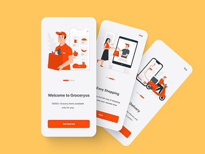Grocery App Walkthrough app apps branding business cooking design grocery illustration interaction logo trend ui ux